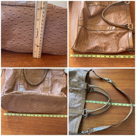 Vintage Y2K Guess Ostrich Pebbled Faux Leather Handbag Purse Tan - Picture 15 of 15